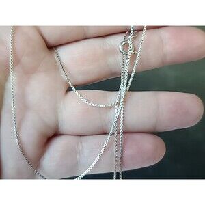925 Sterling Silver Box Chain Necklace Vintage Italy